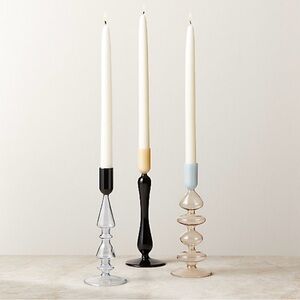 CB2 Kava Cool Toned Glass Taper Candlestick